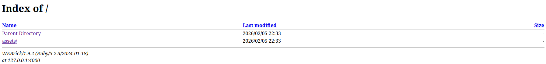 What Jekyll serves you in a directory empty besides the Gemfile Minimal Jekyll Website Screenshot